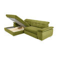 ECKSOFA in Mikrofaser Hellgrün  180/265 cm  - Chromfarben/Hellgrün, Design, Textil/Metall (180/265cm) - Carryhome
