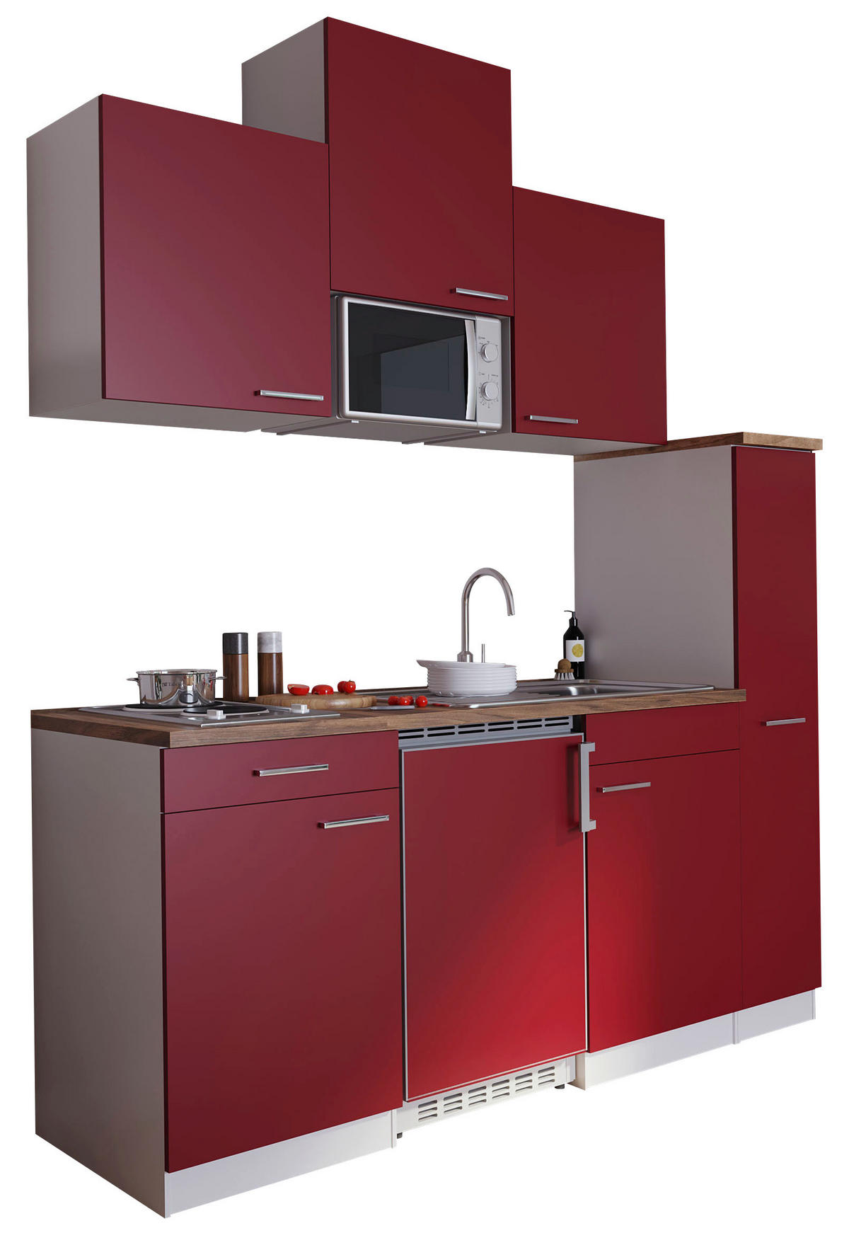 KÜCHENBLOCK 180 cm   in Rot  - Weiss/Rot, Basics, Holzwerkstoff/Kunststoff (180cm) - Respekta