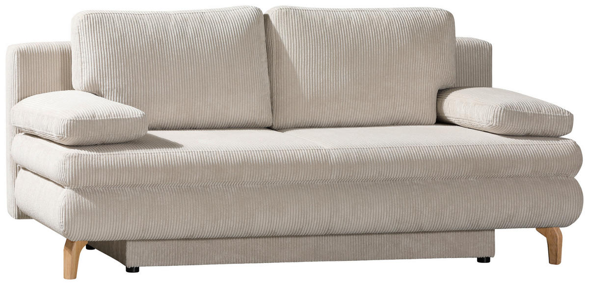 SCHLAFSOFA in Cord Beige  - Eichefarben/Beige, Design, Holz/Textil (200/91/92cm) - Novel