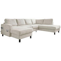 WOHNLANDSCHAFT Beige Struktur  - Beige/Schwarz, Holz/Textil (148/298/198cm) - MID.YOU