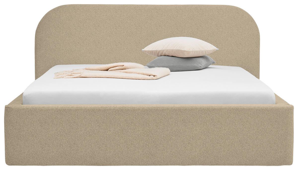 POLSTERBETT Bettkasten, Lattenroste 160/200 cm  in Greige  - Greige/Schwarz, Design, Holz/Textil (160/200cm) - Boxxx