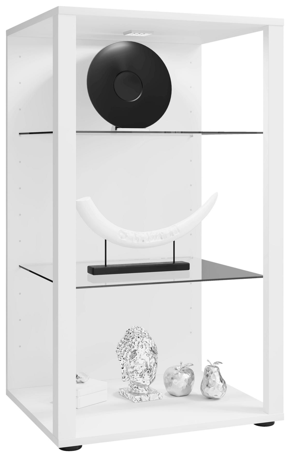 VITRINE in Weiss  - Weiss/Schwarz, Modern, Glas/Holzwerkstoff (52/90/44cm) - MID.YOU