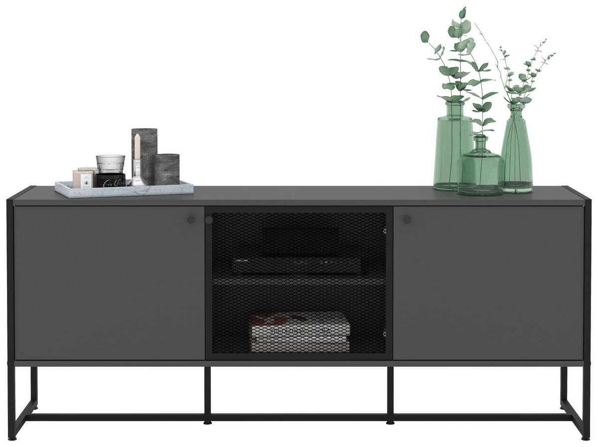 SIDEBOARD Anthrazit, Schwarz Befestigungsmaterial  - Anthrazit/Schwarz, MODERN, Holzwerkstoff/Metall (180/75/41cm) - P & B