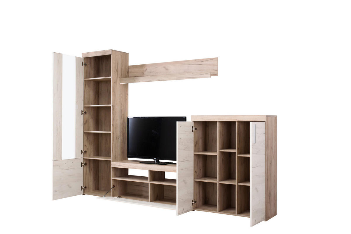 NAPPALI ÖSSZEÁLLÍTÁS ezüsttölgy  - ezüsttölgy, Basics, faalapú anyag (262/195/35cm) - Xora