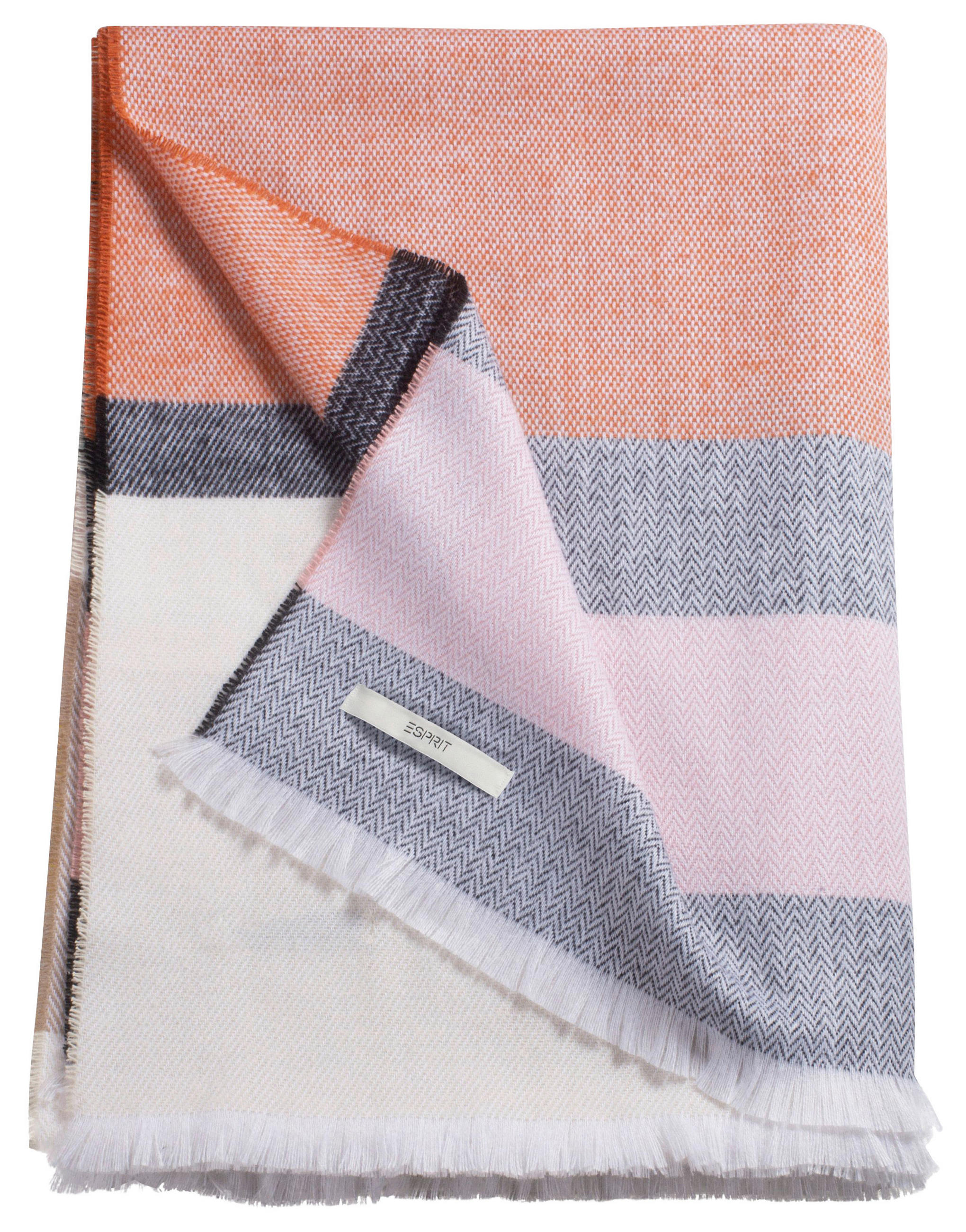 PLÄD 130/190 cm - orange/beige, Klassisk, textil (130/190cm) - Esprit