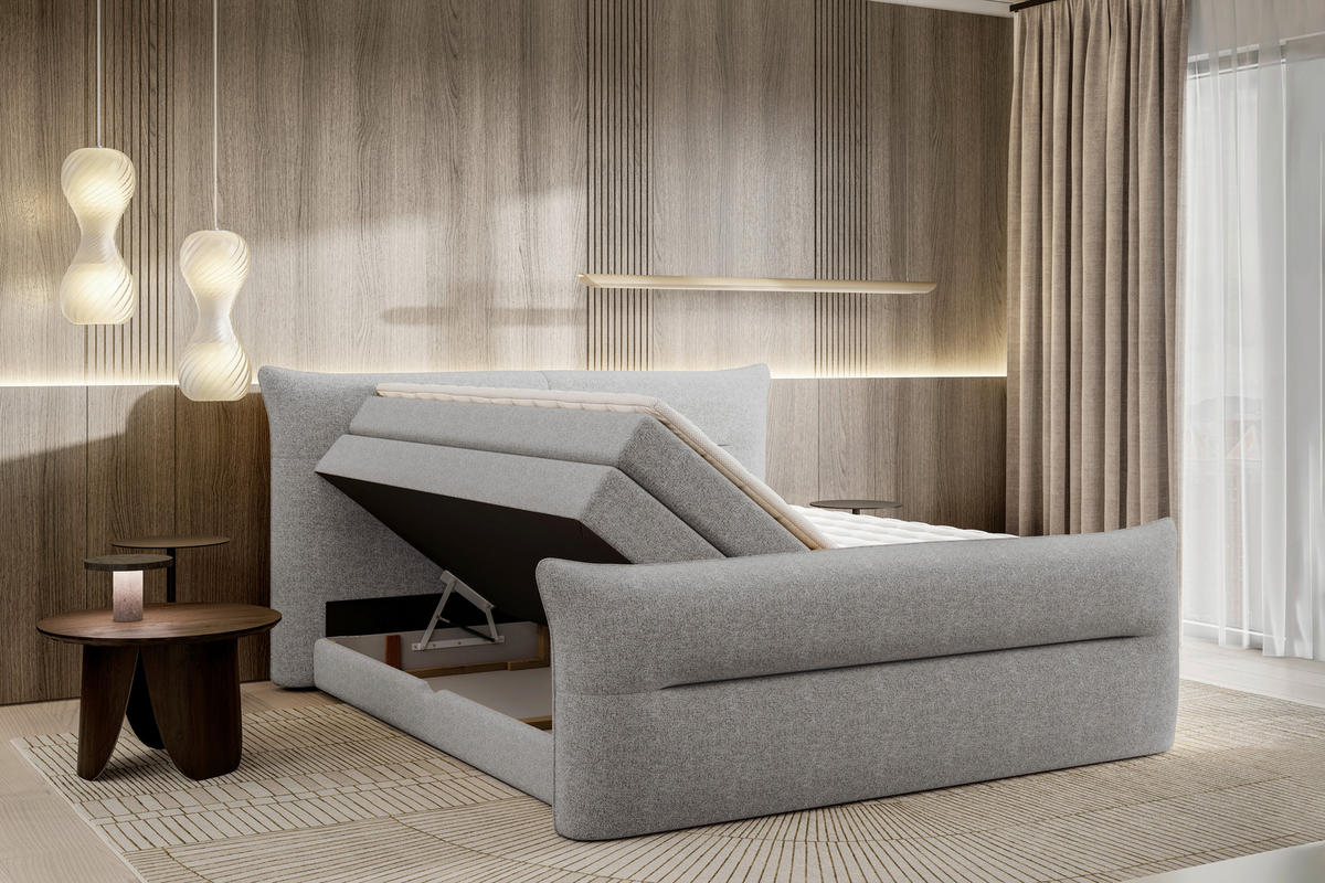 BOXSPRINGBETT 180/200 cm  in Grau  - Schwarz/Grau, Design, Kunststoff/Textil (180/200cm) - Chameo