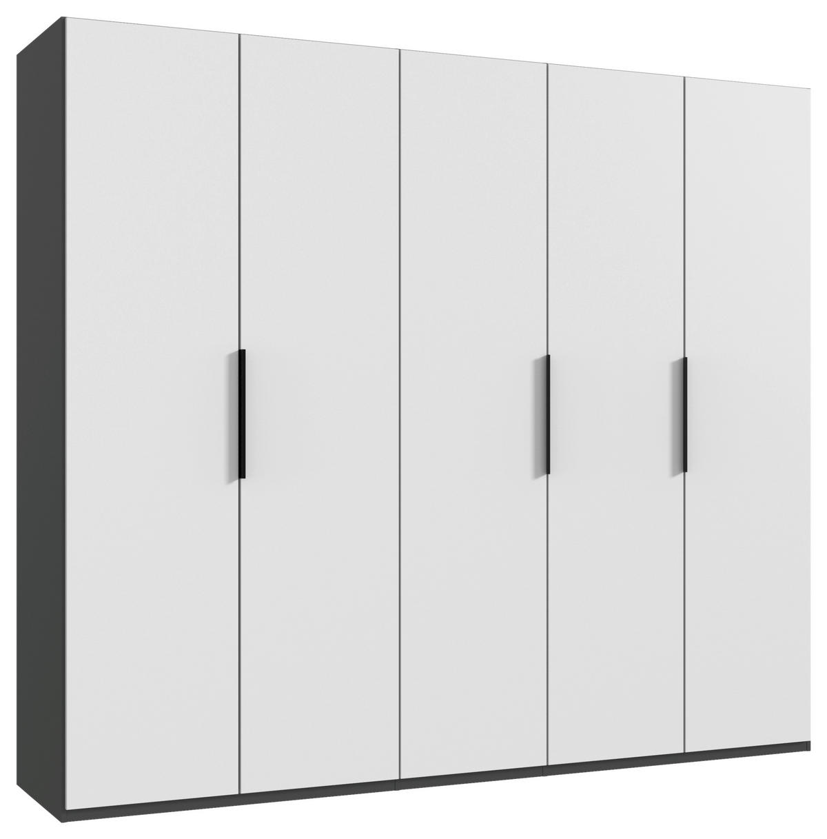 DREHTÜRENSCHRANK in Graphitfarben, Weiss  - Weiss/Schwarz, Konventionell, Holzwerkstoff/Metall (250/236/58cm) - Hom`in