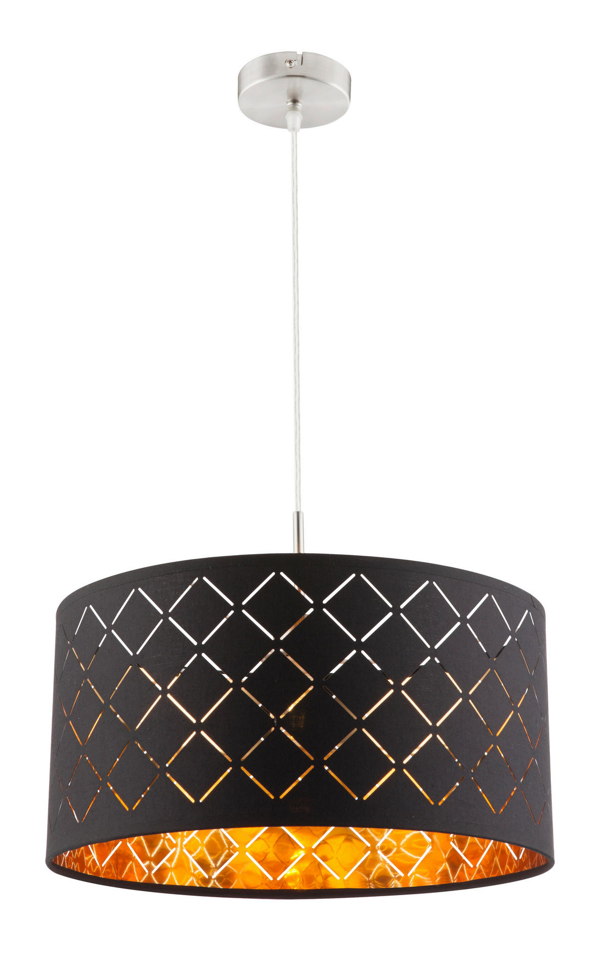 HÄNGELEUCHTE CLARKE 40/140 cm   - Goldfarben/Schwarz, LIFESTYLE, Textil/Metall (40/140cm) - Globo