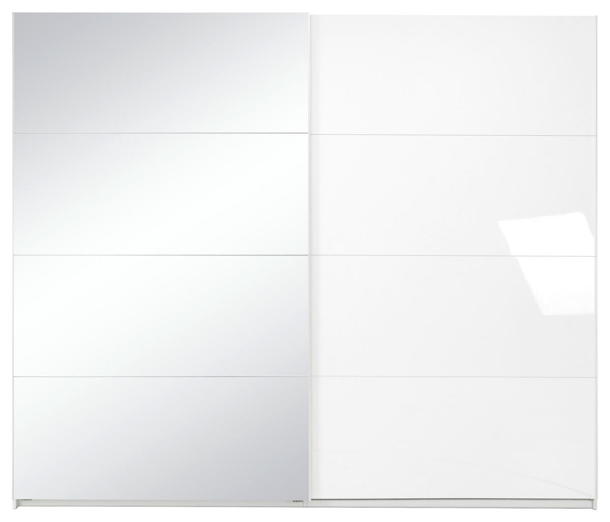 SCHIEBETÜRENSCHRANK 250/210/62 cm Weiß  - Weiß Hochglanz/Alufarben, MODERN, Holzwerkstoff/Metall (250/210/62cm) - MID.YOU
