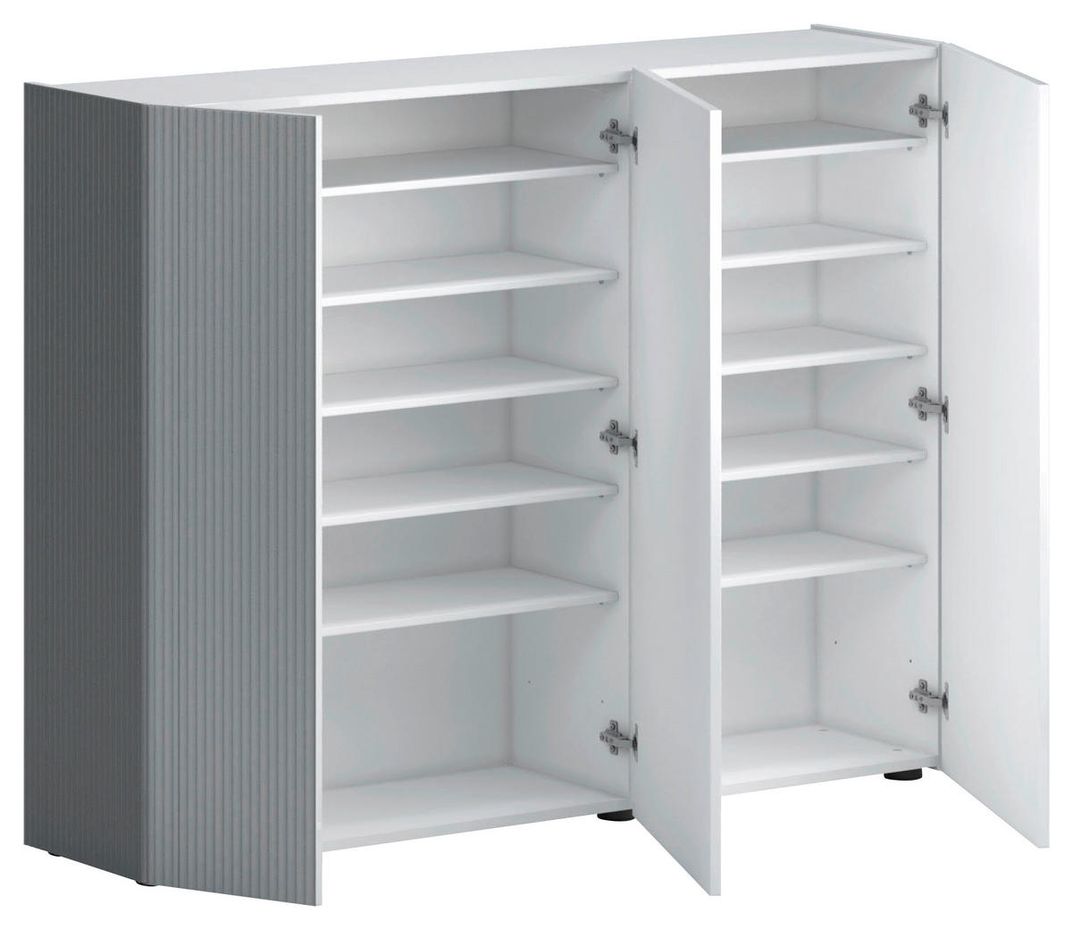 SCHUHSCHRANK Grau, Weiß  - Schwarz/Weiß, Design, Glas/Holzwerkstoff (145/113/34cm) - Voleo