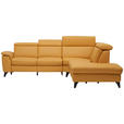 ECKSOFA in Echtleder Gelb  - Gelb/Schwarz, Design, Leder/Metall (285/239cm) - Cantus