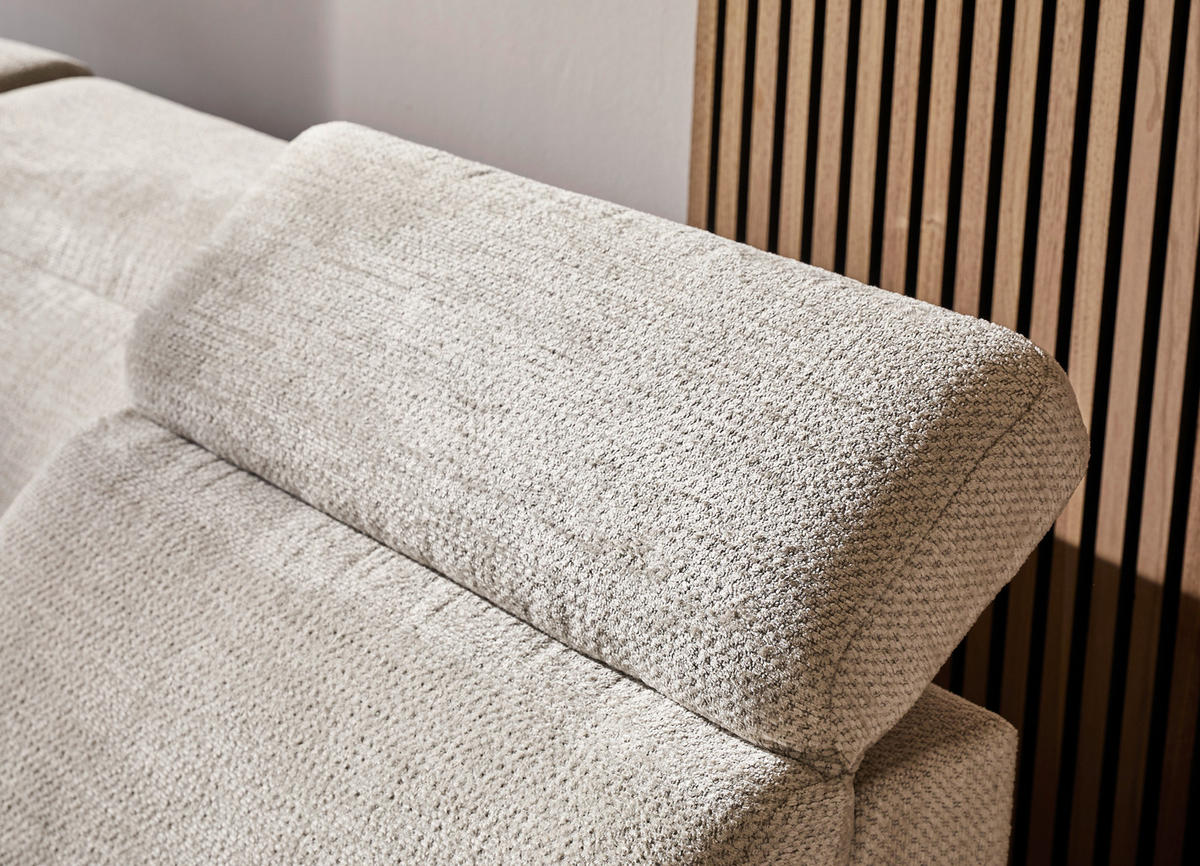 WOHNLANDSCHAFT Beige Struktur  - Beige/Schwarz, Design, Textil/Metall (270/364/190cm) - Stylife