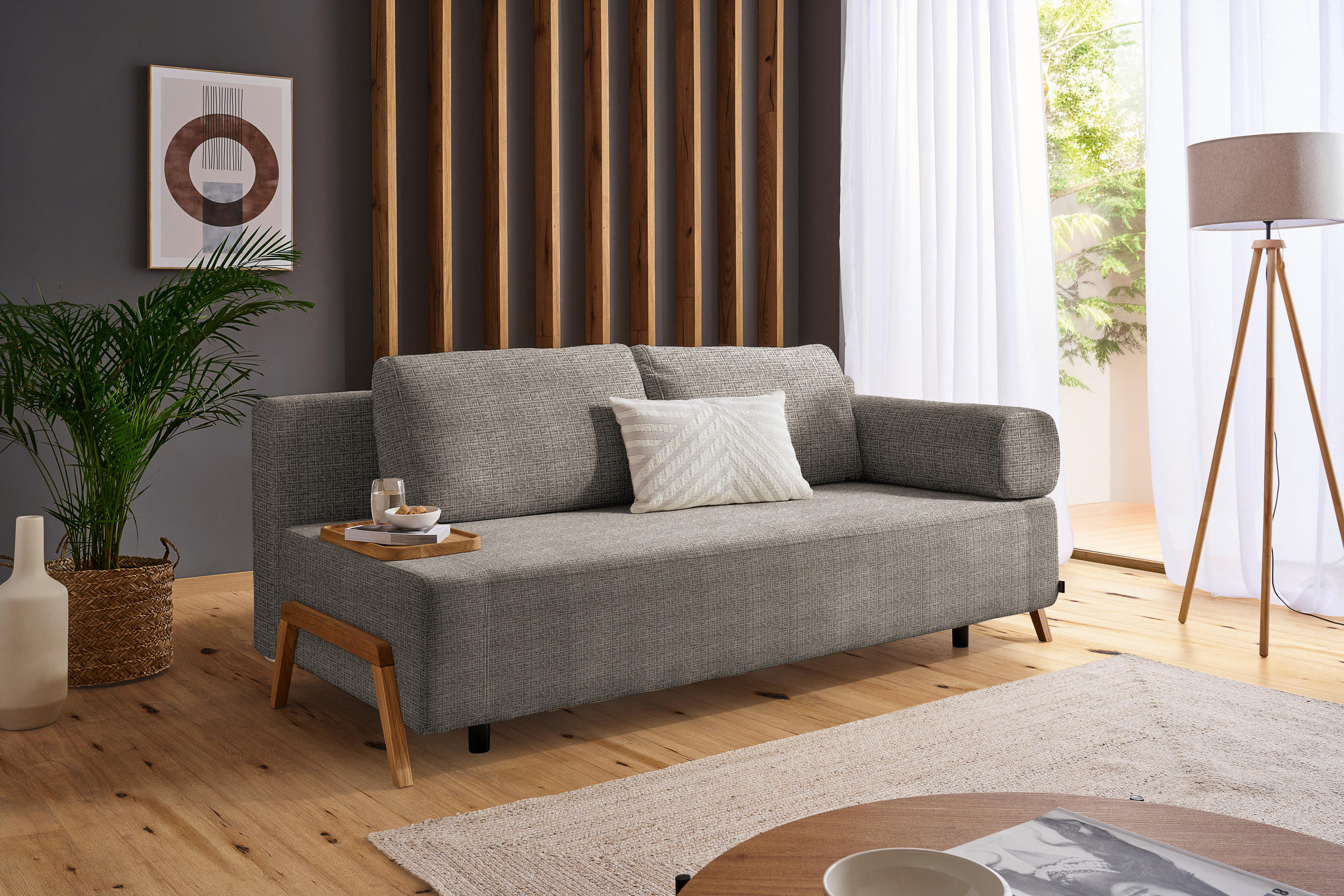 SCHLAFSOFA in Holz, Textil Taupe  - Taupe/Naturfarben, Design, Holz/Textil (211/88/102cm) - Niels Andersson