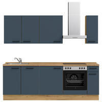 KÜCHENLEERBLOCK 240 cm   in Blau, Eichefarben  - Blau/Eichefarben, MODERN, Holzwerkstoff/Metall (240cm) - Nobilia