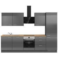 KÜCHENLEERBLOCK 300 cm   in Eichefarben, Schieferfarben  - Schieferfarben/Edelstahlfarben, MODERN, Holzwerkstoff/Metall (300cm) - Nobilia