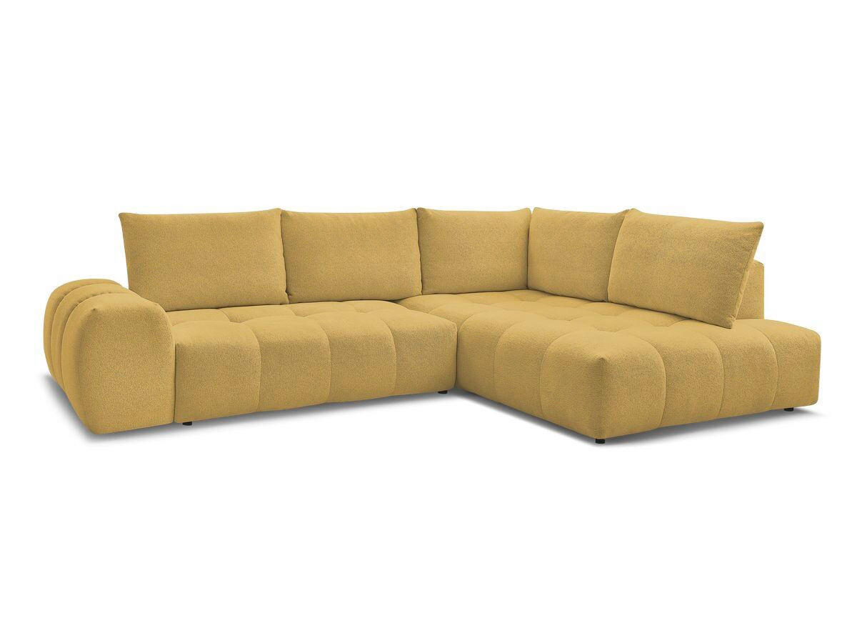 ECKSCHLAFSOFA EVEREST  mit Rücken echt, Armteil links, Armteil rechts Flachgewebe Gelb  - Gelb/Schwarz, MODERN, Kunststoff/Textil (320/212cm)