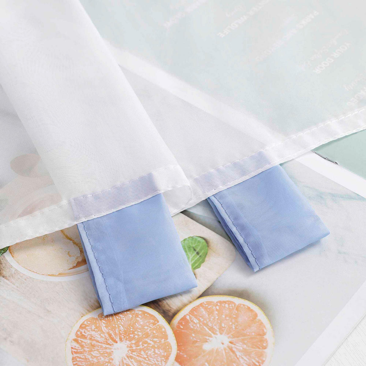 KURZGARDINE   120/45 cm   - Weiß/Hellblau, Basics, Textil (120/45cm) - Joyswahl