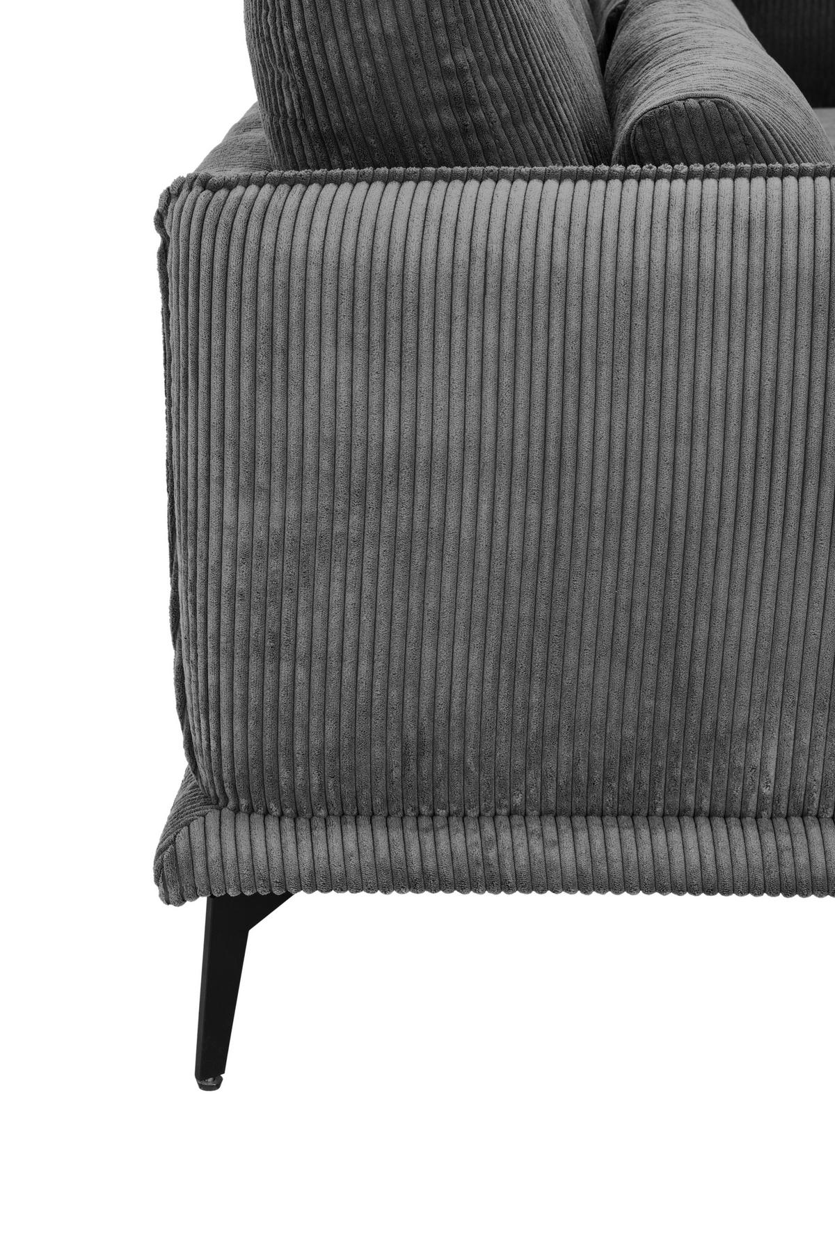 HÁROMÜLÉSES KANAPÉ textil szürke  - fekete/szürke, Design, textil/fém (260/81/89cm) - Livetastic