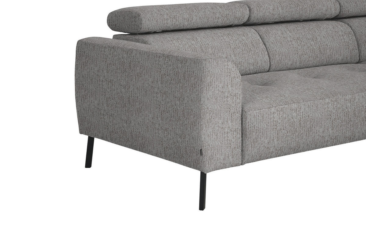 ECKSOFA in Webstoff Taupe  - Taupe/Schwarz, Design, Textil/Metall (280/205cm) - MID.YOU
