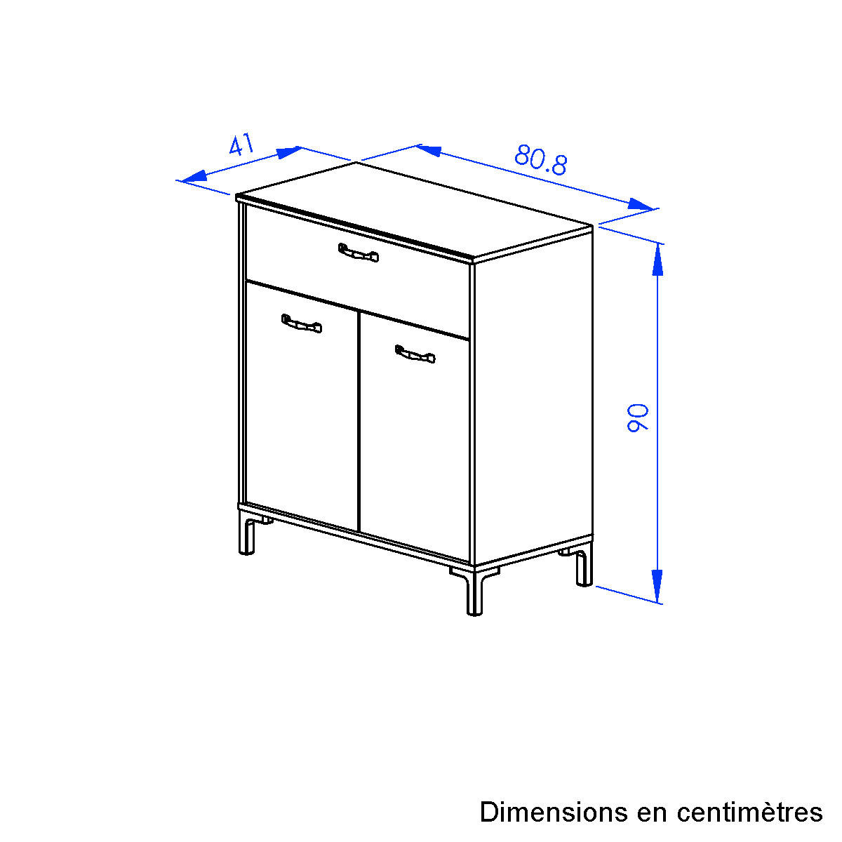 KÜCHENUNTERSCHRANK 81/90/41 cm  in  - Schwarz, Trend, Holzwerkstoff/Kunststoff (81/90/41cm) - MID.YOU
