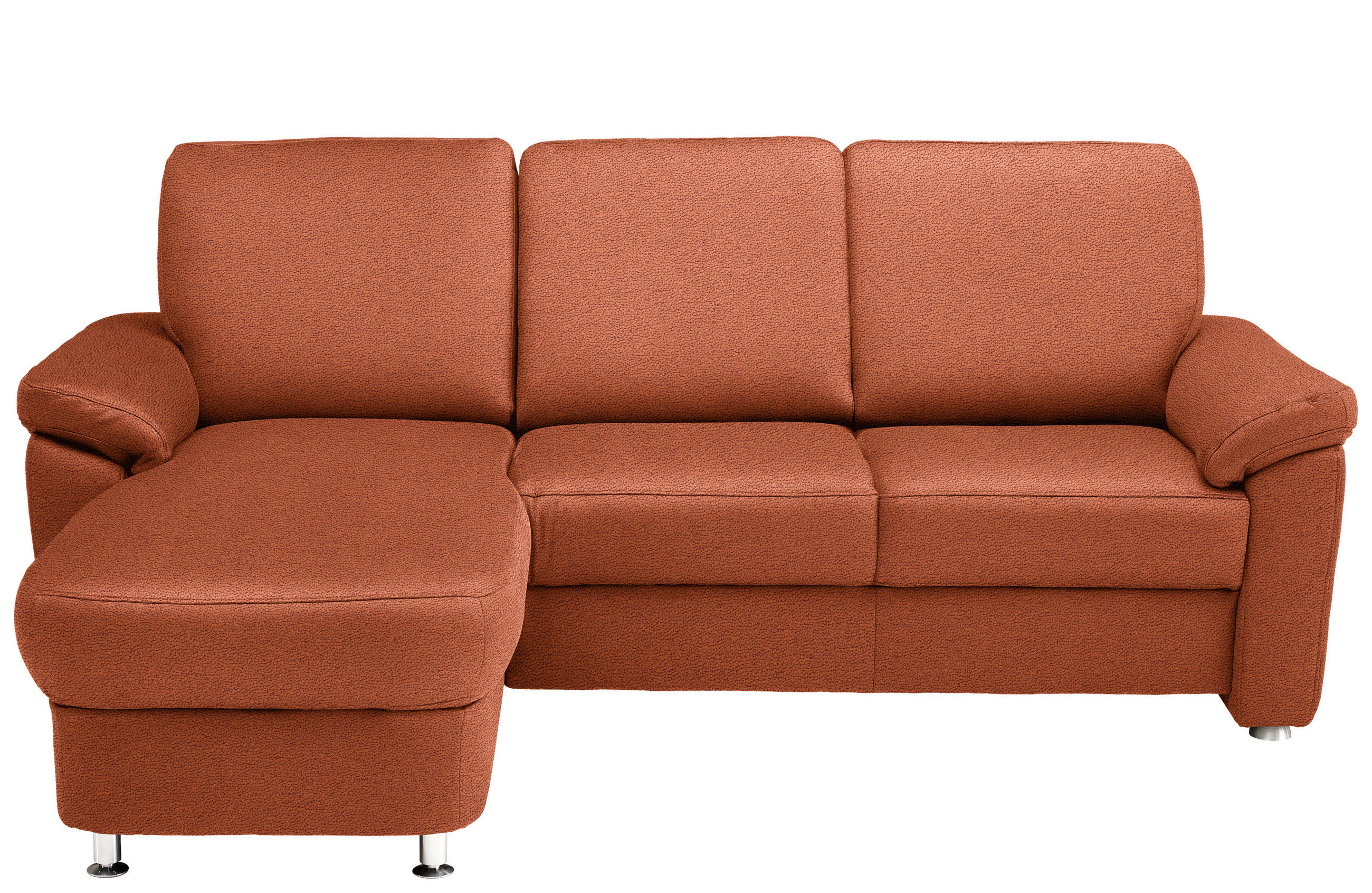 ECKSOFA in Flachgewebe Terracotta  163/220 cm  - Chromfarben/Terracotta, KONVENTIONELL, Textil/Metall (163/220cm) - Beldomo System