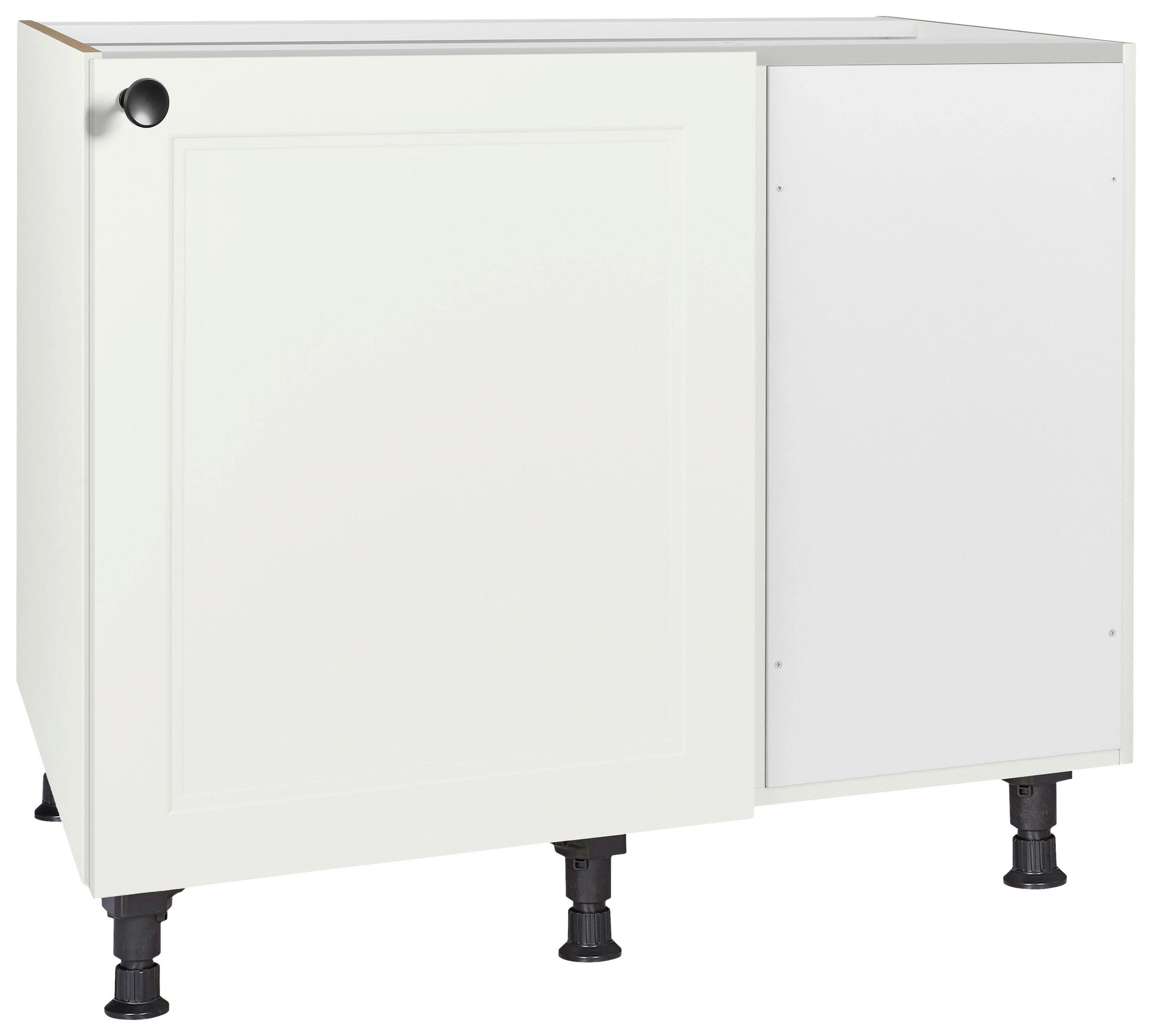 ECKUNTERSCHRANK 125/87/65 cm  - Schwarz/Weiß, MODERN, Holzwerkstoff/Metall (125/87/65cm) - Nobilia