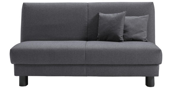 SCHLAFSOFA mit Relaxfunktion Flachgewebe Dunkelgrau Zierkissen, Bettkasten, Schlaffunktion, Relaxfunktion  - Dunkelgrau/Schwarz, Design, Textil/Metall (160/85/100cm) - Carryhome