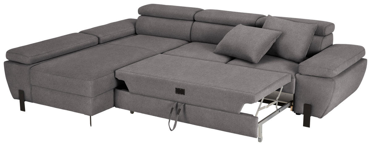 HÖRNSOFFA i vävt tyg mörkgrå  - mörkgrå/svart, Modern, metall/textil (93/90/277cm) - MID.YOU