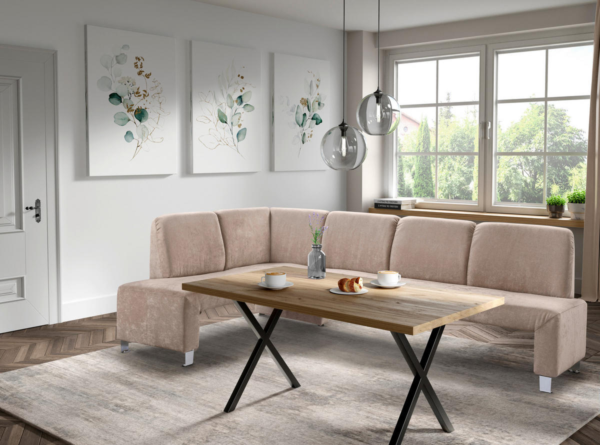 KLUPA KUTNA  bež  drvo, tekstil, drvni materijal      - srebrne boje/bež, Moderno, drvni materijal/drvo (243/158cm) - Livetastic