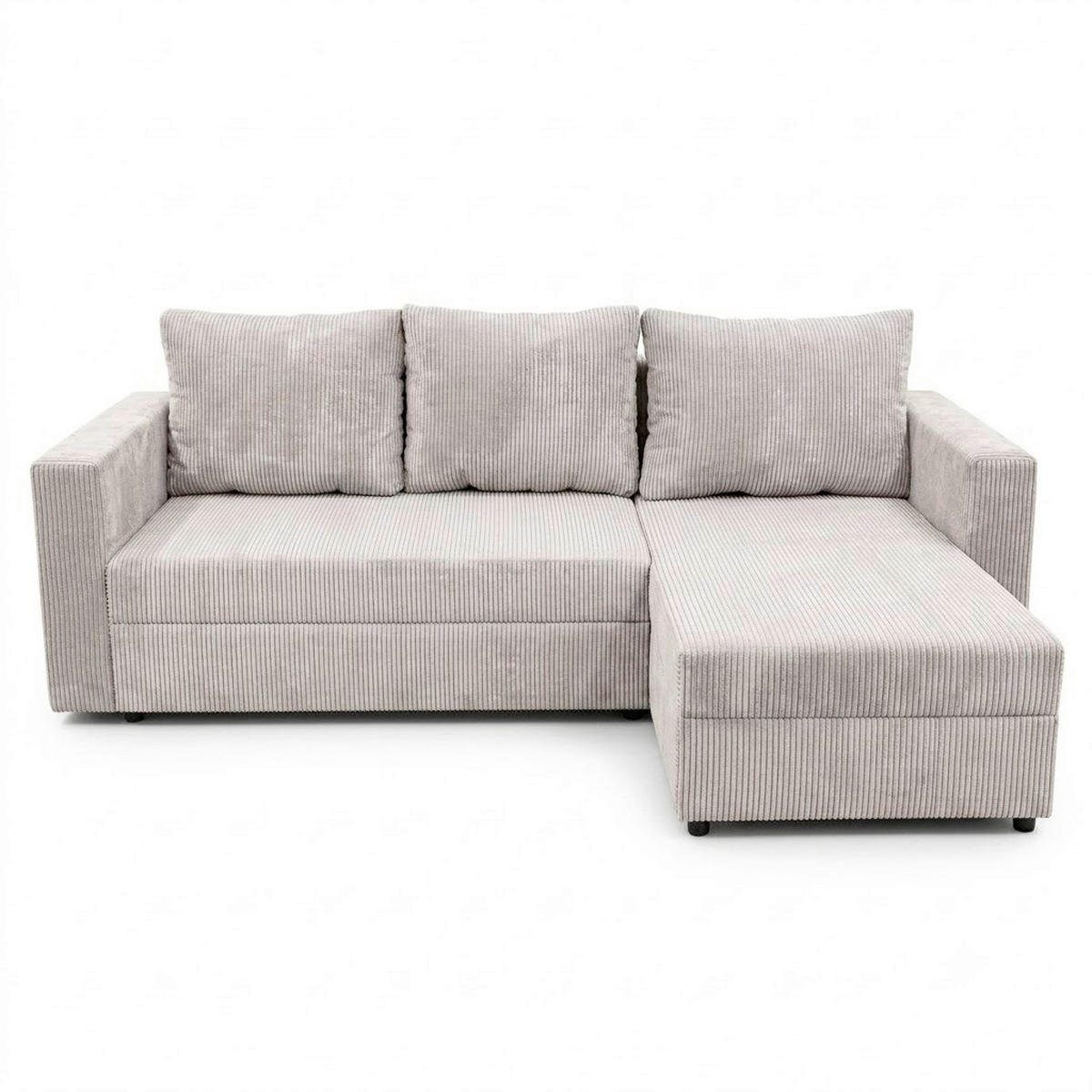 ECKSOFA TOP L Beige Cord Rückenkissen, Bettkasten  - Beige/Schwarz, Design, Kunststoff/Textil (230/156cm) - P & B