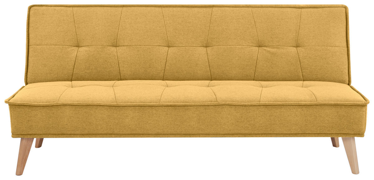 SCHLAFSOFA Webstoff Gelb  - Gelb/Kieferfarben, Design, Holz/Textil (181/82/85cm) - MID.YOU