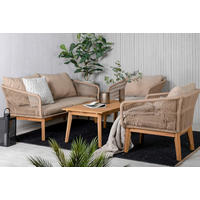 LOUNGEGRUPP 4 delar  - beige/akaciefärgad, Klassisk, metall/trä (164/75null) - Gardenson