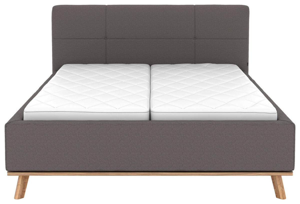 POLSTERBETT Matratze, Lattenrost, Bettkasten 180/200 cm  in Graubraun  - Eichefarben/Graubraun, Design, Holz/Textil (180/200cm) - Musterring
