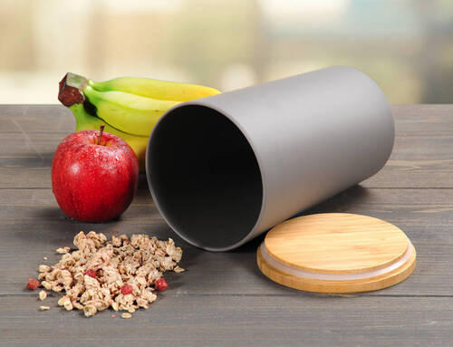 RECIPIENT DEPOZITARE ALIMENTE   - maro/gri, Design, plastic/lemn (11,5/19cm) - Homeware Profession.