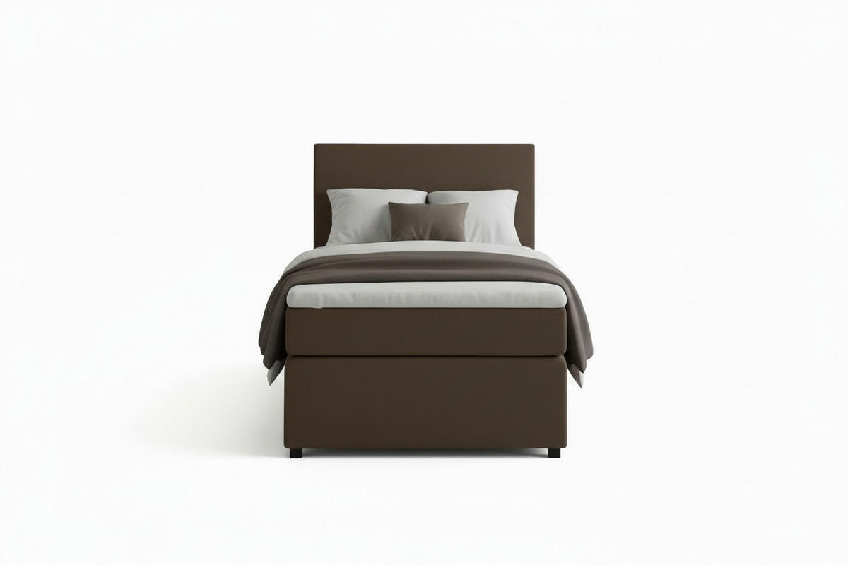 BOXSPRINGBETT 90/200 cm,  in Braun, Matratze, Topper, H3 = fest  - Schwarz/Braun, MODERN, Kunststoff/Textil (90/200cm) - MID.YOU