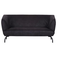 2-SITZER-SOFA  in Mikrofaser Anthrazit, Braun  - Anthrazit/Schwarz, KONVENTIONELL, Textil/Metall (165/79/85cm) - Carryhome