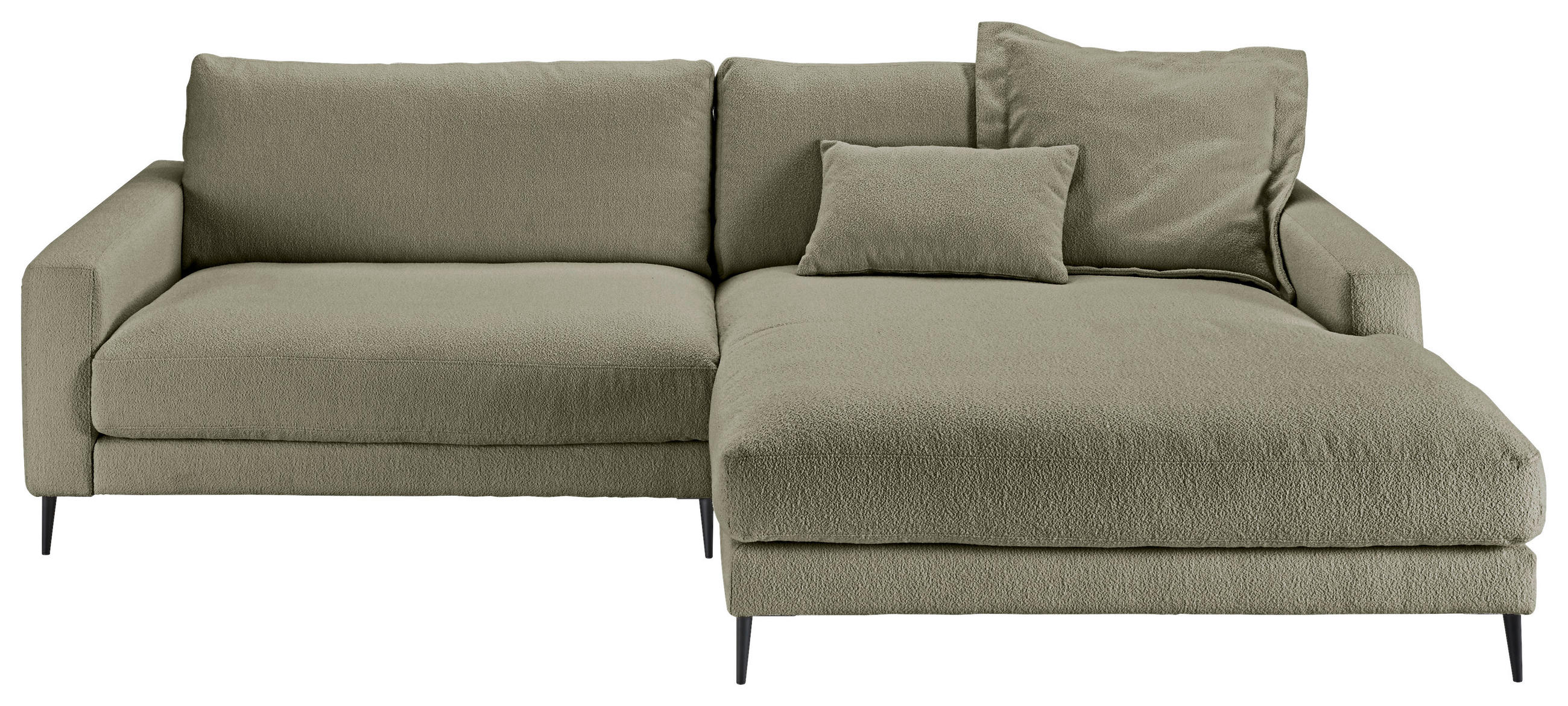 ECKSOFA Grün Flachgewebe Rücken echt  - Schwarz/Grün, Design, Textil/Metall (272/190cm) - Pure Home Lifestyle