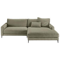 ECKSOFA Grün Flachgewebe Rücken echt  - Schwarz/Grün, Design, Textil/Metall (272/190cm) - Pure Home Lifestyle