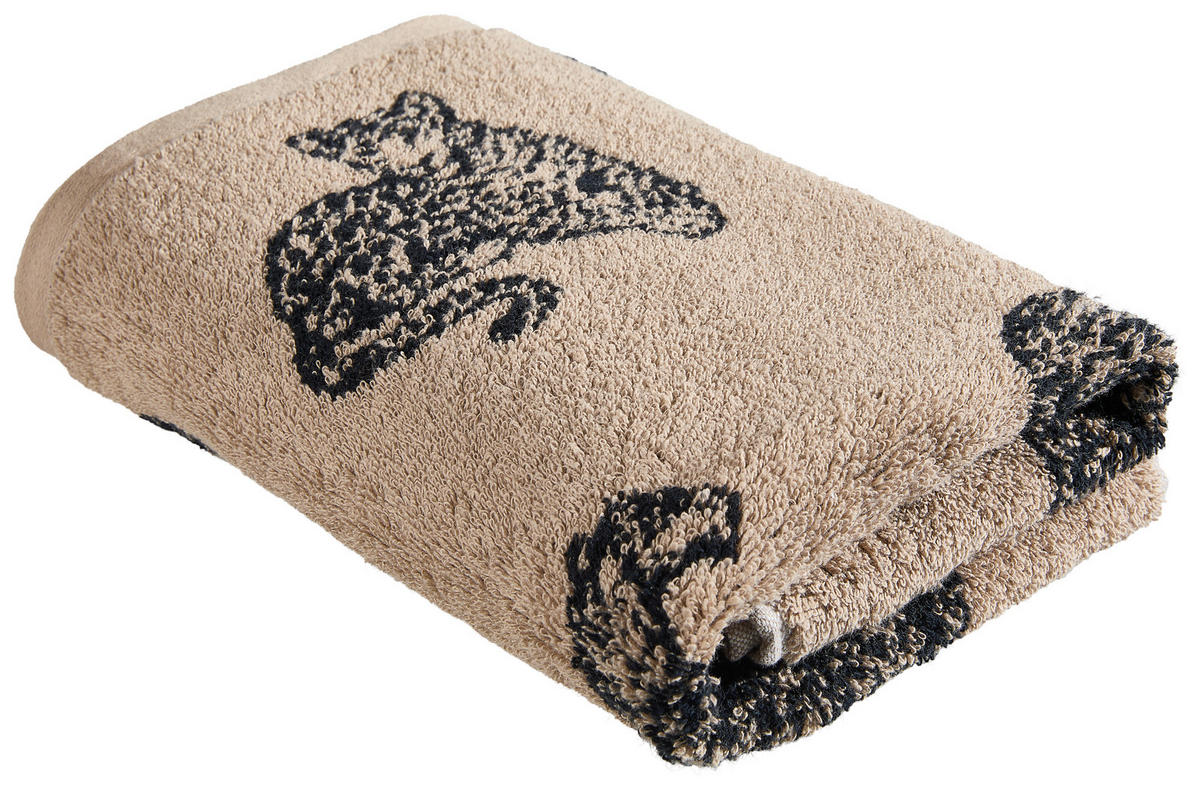 HANDTUCH Schwarz, Beige  - Beige/Schwarz, Trend, Textil (50/100cm) - Dieter Knoll