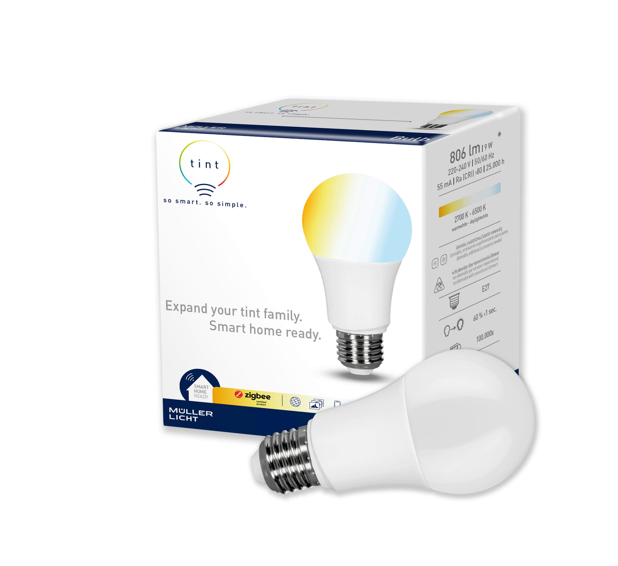 LED-LEUCHTMITTEL   E27 9 W  - Basics, Glas (6/12/6cm) - Tint