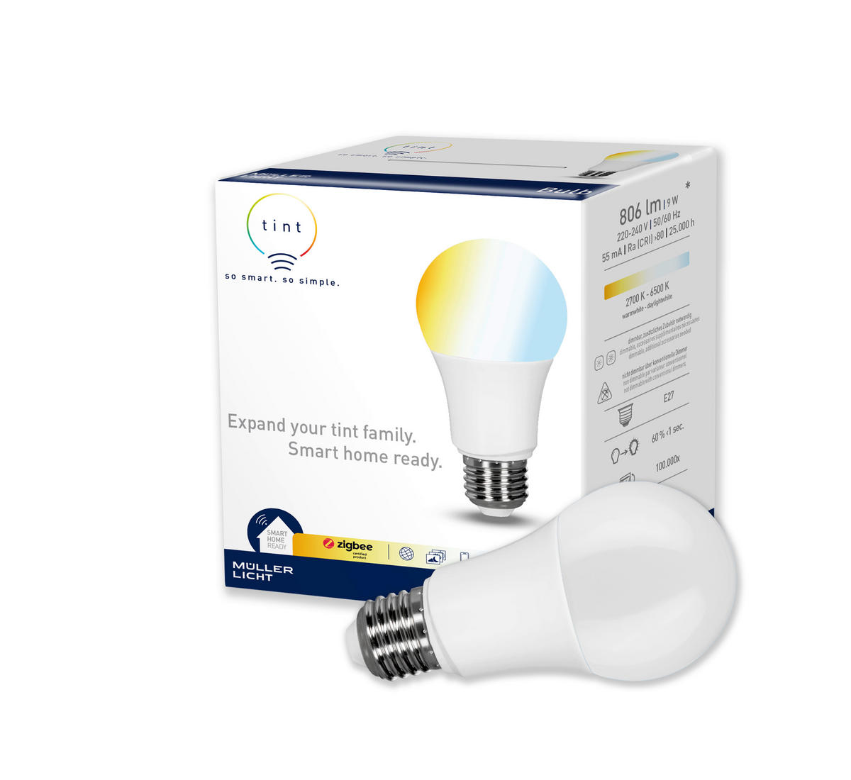 LED-LEUCHTMITTEL   E27 9 W 806 lm  - Basics, Glas (6/12/6cm) - Tint