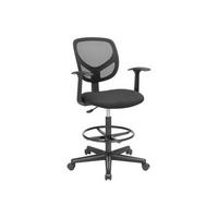 DREHSTUHL Netzbespannung, Webstoff Schwarz, Chromfarben  - Chromfarben/Edelstahlfarben, Basics, Kunststoff/Textil (64/117/64cm) - Boxxx