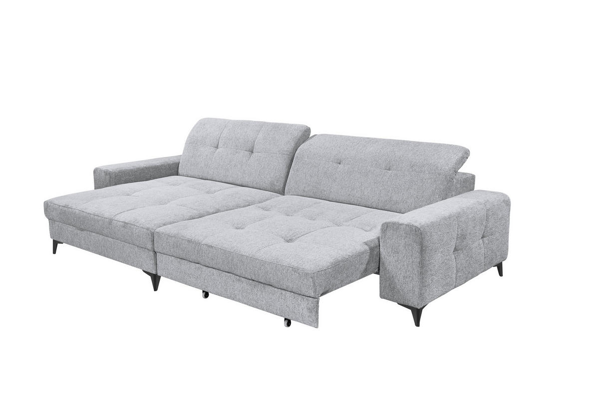 ECKSOFA Mikrovelours Hellgrau  - Hellgrau/Schwarz, Design, Kunststoff/Textil (182/328cm) - MID.YOU