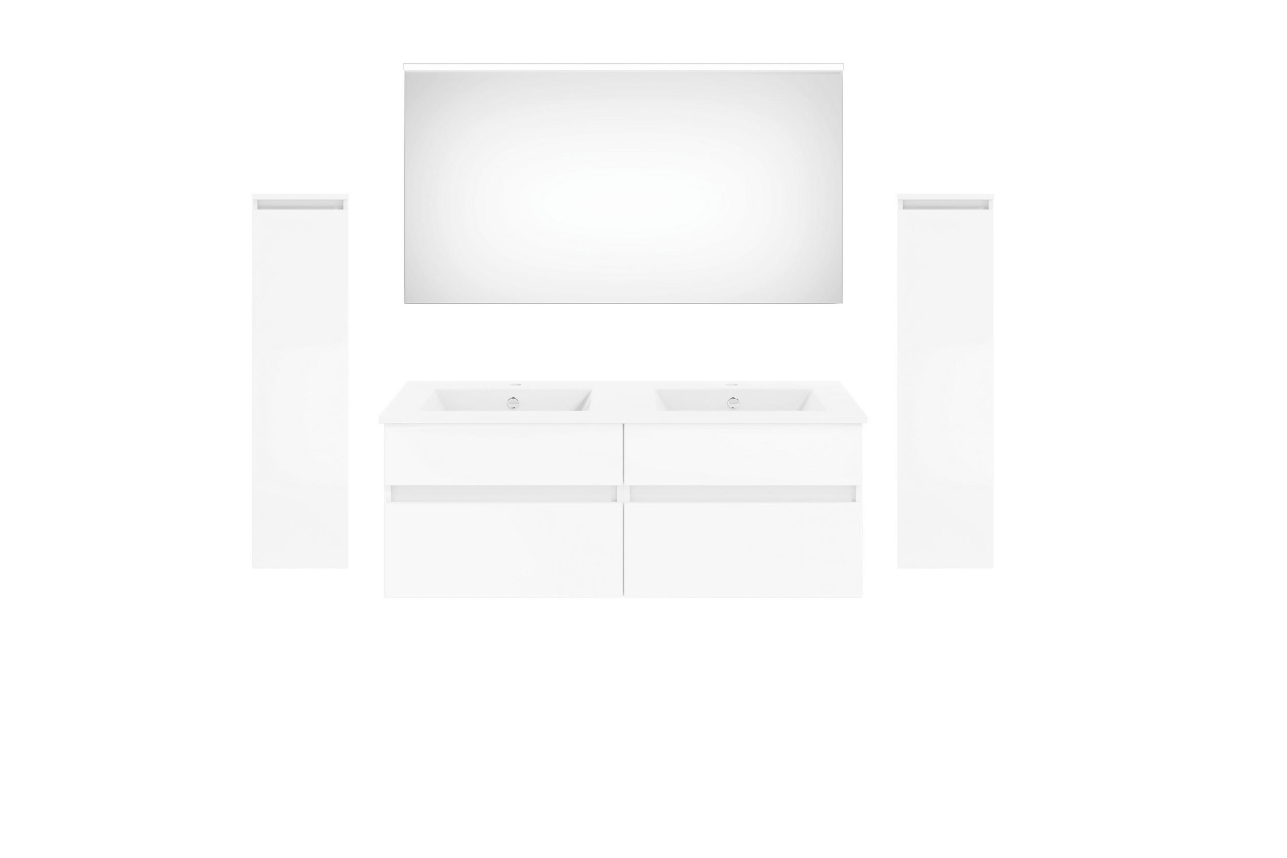 BADEZIMMER  in 180 cm  - Weiß Hochglanz/Weiß, KONVENTIONELL, Keramik/Holzwerkstoff (180cm) - Puris