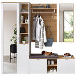 GARDEROBE 4-teilig  in 206/202/38 cm  - Weiß/Eiche Artisan, Design, Glas/Holzwerkstoff (206/202/38cm) - Xora
