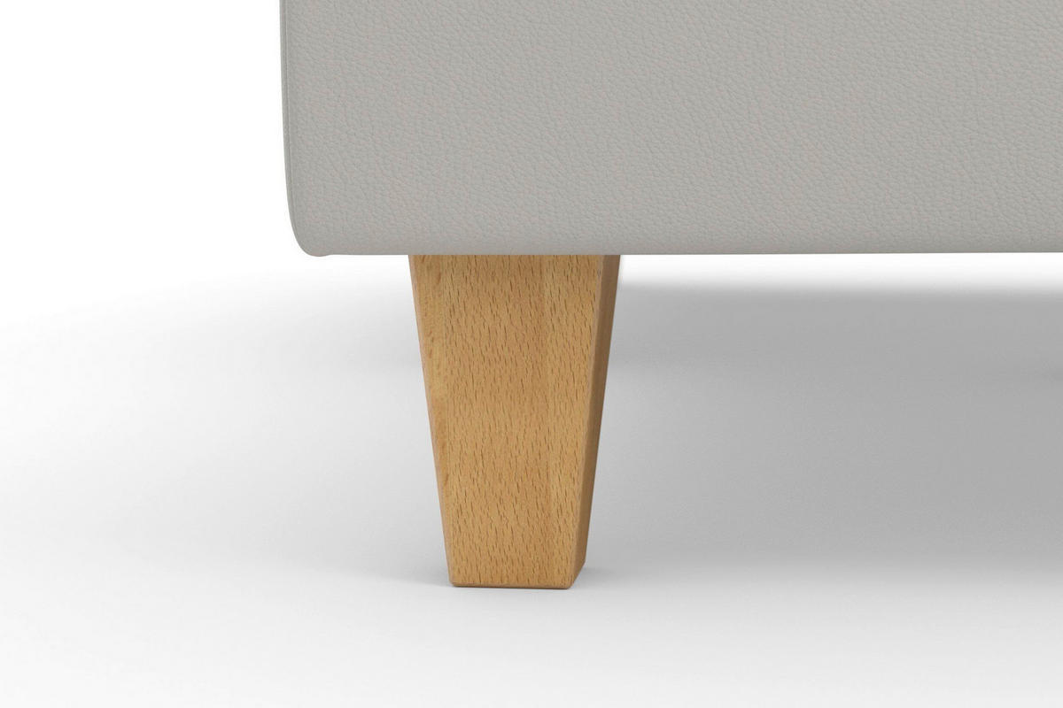 WOHNLANDSCHAFT PALMERA E Hellgrau Echtleder  - Eichefarben/Hellgrau, Basics, Leder/Holz (212/308/163cm) - Sit & More