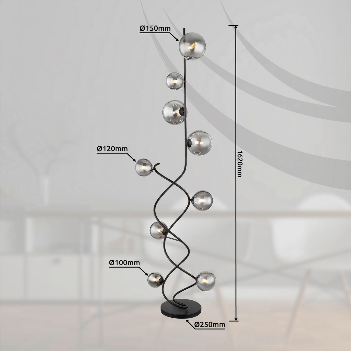 STOJACÍ LED LAMPA, 42.5/40/162 cm - Design (42.5/40/162cm) - Globo