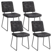 STUHL-SET 2 Stück  in Stahl Samt Metall, Textil  - Anthrazit/Schwarz, MODERN, Textil/Metall (45/83/61cm) - MID.YOU