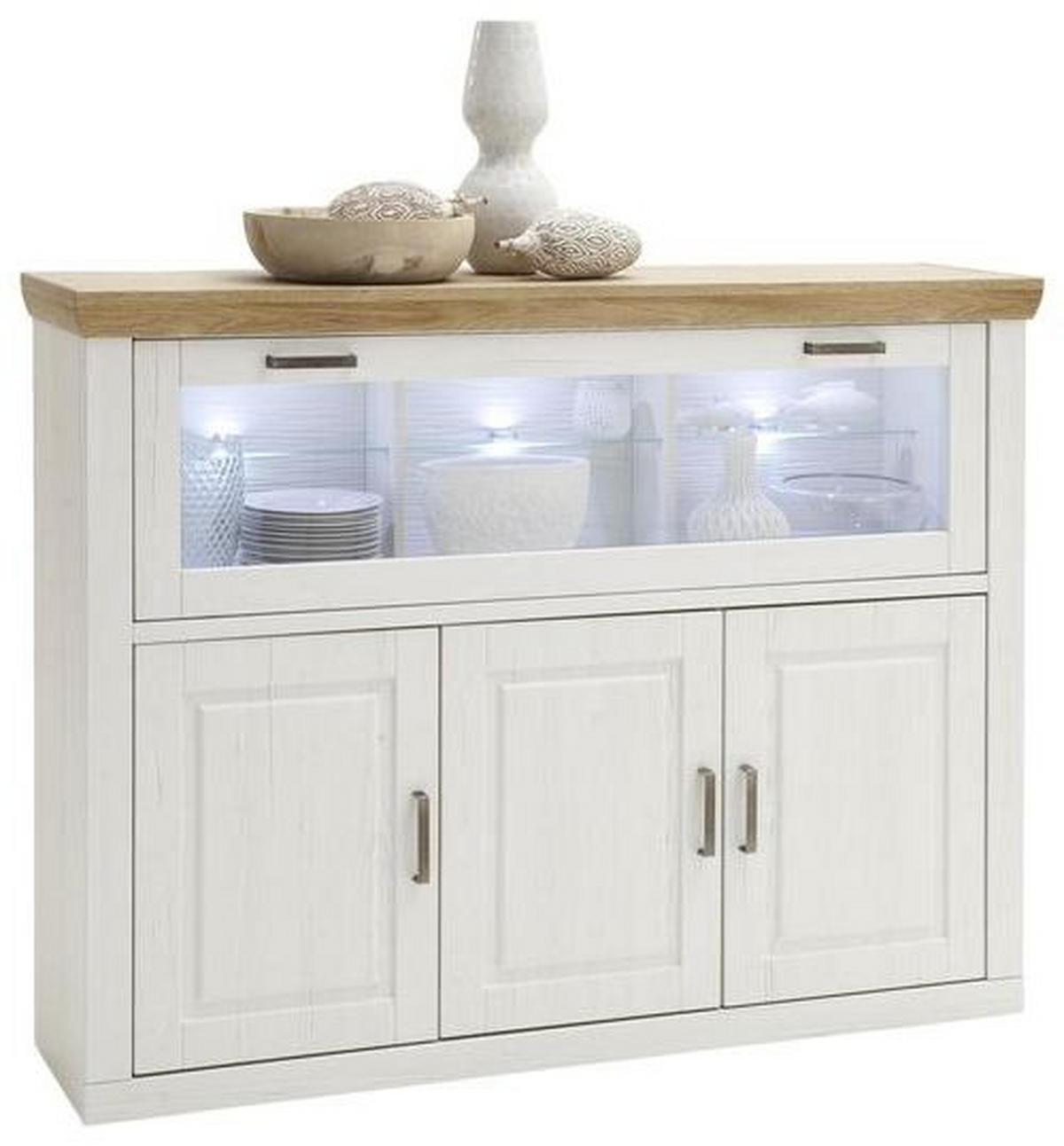 HIGHBOARD Brixen  in 163/123/40 cm  - Eichefarben/Schwarz, Design, Glas/Holzwerkstoff (163/123/40cm) - Livetastic