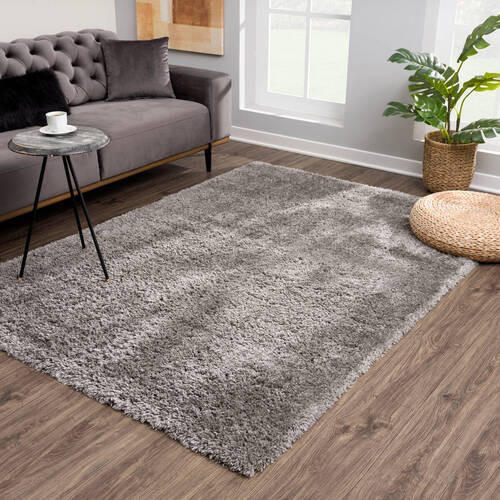 Thumbnail - Novel Hochflorteppich Porto, Dunkelgrau, Textil, Uni, rechteckig, 160x230 cm, für Fußbodenheizung geeignet, Teppiche & B...